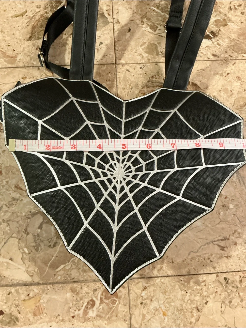 Spiderweb heart shaped backpack with spider zipper pull, Halloween NEW